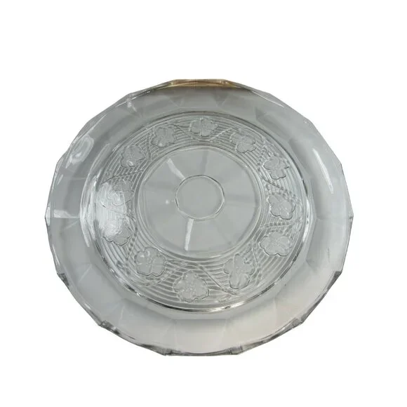 Anchor Hocking Avalon Clear Glass Round 12" Platter Floral Embossed 30903 - Picture 1 of 3